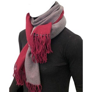 Wrapables Soft Cashmere Feeling Scarf, Large Two-Tone Winter Scarf Wrap Shawl, Wine / Gray - 1 of 4