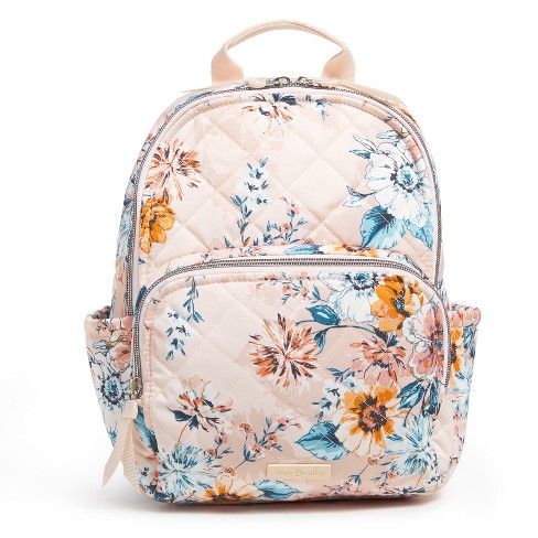 Vera Bradley Women's Performance Twill Small Backpack Peach Blossom Bouquet