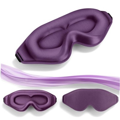 3D Deep Contoured Zero Pressure Sleep Eye Mask for Men and Women, Blackout Blindfold with Adjustable Strap for Travel, Home, Nap , Purple