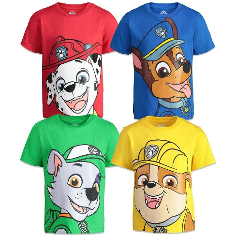 Paw Patrol Rocky Rubble Marshall 4 Pack T-shirts Toddler : Target