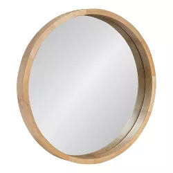 22" x 22" Hutton Round Wood Wall Mirror Natural - Kate and Laurel