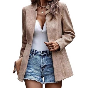 Clearlove Women Casual Blazer Open Front Long Sleeve Work Office Suit Jacket - 1 of 4