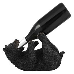 True Frisky Cub Polyresin Wine Bottle Holder, Black Bear Wine Holder, Animal Wine Rack, Kitchen Decor Gifts, Holds 1 Standard Wine Bottle, Set of 1
