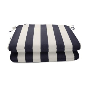 Casual Cushion Stripe Sunbrella Fabric 2-Piece Indoor/Outdoor Seat Pad Cushion - 1 of 4
