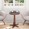 Vynxaria 15.75" Round Small End Table - Walnut Wooden Pedestal Side Table, Vintage Accent Nightstand for Living Room, Bedroom, Entryway£¬Walnut - 2 of 4