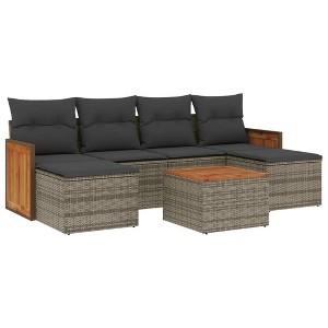 vidaXL 7 Piece Patio Sofa Set with Cushions - Gray With Table - 1 of 4