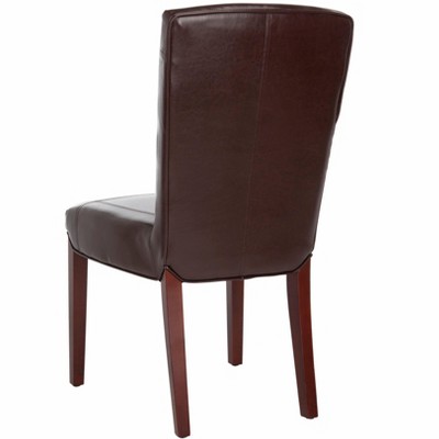 Transitional Cherry Mahogany Brown Leather Side Chair