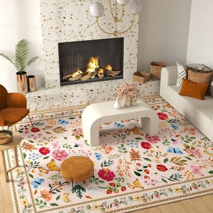 5x7ft Washable Vintage Area Rug, Thin Distressed Non-Slip Traditional Carpet for Living Room Bedroom Kitchen Dining Room - 1 of 4