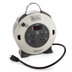 BLACK+DECKER 25' Cord Reel 16AWG 4 Outlets + 2 USB