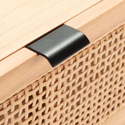 Natural Wood and Rattan 47" Console Table with Storage