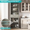 Tall Bathroom Storage Cabinet,Bookcase with Adjustable Shelves, Farmhouse Cabinet for Living Room, Bathroom, Grey - 3 of 4