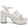 BLISSFUL STEP Women's Glitter Chunky Heel Open Toe Slingback Sandals - 2 of 4