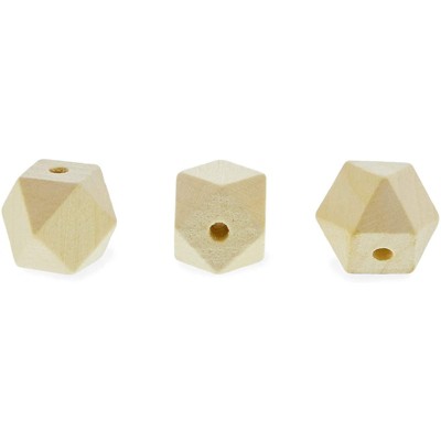 Bright Creations 100 Pack Geometric Wood Beads for Jewelry Making and DIY Arts and Crafts (20mm)