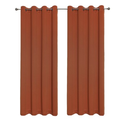 Kate Aurora Hotel Living 2 Pack 100% Blackout Grommet Top Orange Spice Curtain Panels