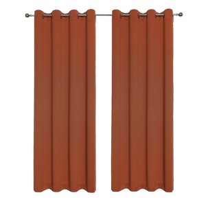 Kate Aurora Hotel Living 2 Pack 100% Blackout Grommet Top Orange Spice Curtain Panels - 1 of 4