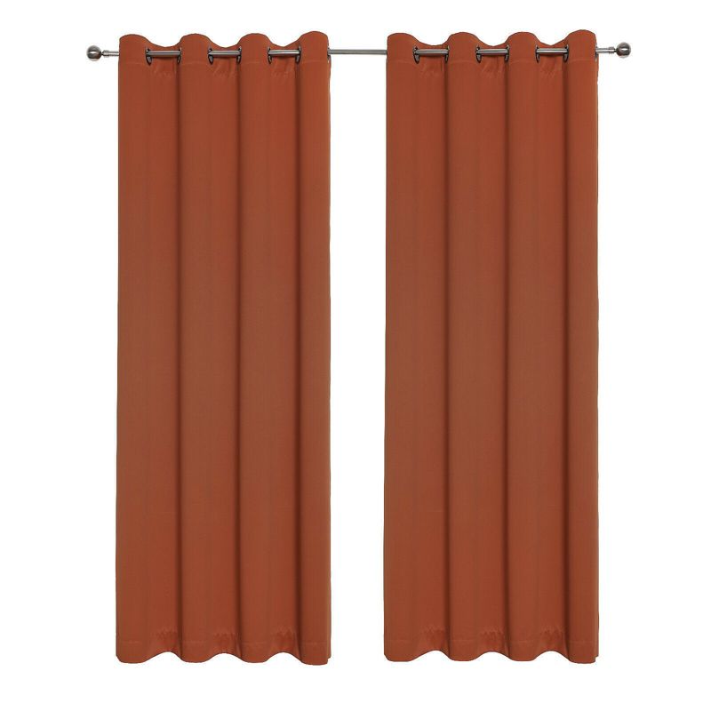 Kate Aurora Hotel Living 2 Pack 100% Blackout Grommet Top Orange Spice Curtain Panels, 1 of 8