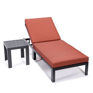 LeisureMod Chelsea Modern Outdoor Chaise Lounge Chair With Side Table - 1 of 4