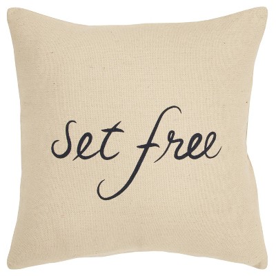 20"x20" Oversize 'Set Free' Polyester Filled Square Throw Pillow Natural - Rizzy Home