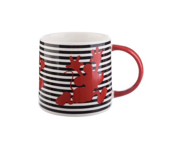 Disney Mickey Mouse & Friends Mickey Silhouette Porcelain Coffee Mug 26oz Black/Red Stripe - Formation Brands LLC