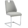 Gulches Light Gray Faux Leather Dining Chairs Set of 4, High Back Upholstered Chairs with Gold Mesh Texture, Silver Back Ring & Chrome Pull Handle - 4 of 4