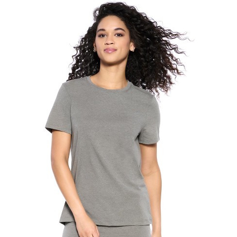 Felina Women's Organic Cotton Stretch Crewneck Tee (slate, Large) : Target