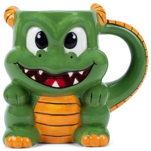 100 North ESNCHMG-DN Emerald Green Fire Breathing Dragon Character 17 ounce Glossy Ceramic Coffee Tea Cup Mug For Your Favorite Morning Brew - 1 of 4