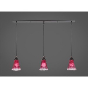 Toltec Lighting Any 3 - Light Chandelier in  Dark Granite with 5.5" Fluted Raspberry Crystal Shade - 1 of 1
