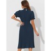 INSPIRE CHIC Women's Retro Ruffled Collar Short Sleeve A-Line Pleated Dress - 4 of 4
