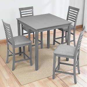 Mshliw 5-Piece Counter Height Dining Table Set with Square Wooden Table and 4 Upholstered Chairs, Small Space Dining Set for Kitchen and Dining Room - 1 of 4