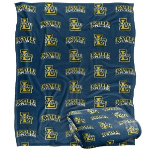 La Salle University Logo Pattern Silky Touch Blanket White 50x60 - 1 of 4