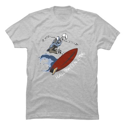 Men's Design By Humans Halloween Surfing Zombie Skeleton Funny Costume t shirt By graceandfinn T-Shirt