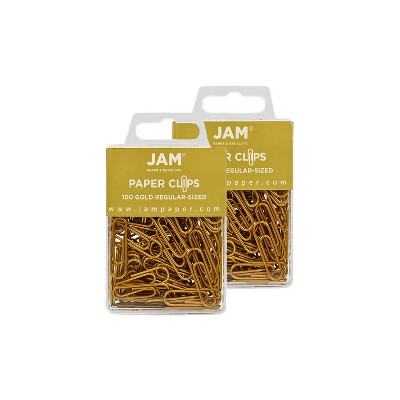 JAM Paper Colored Standard Paper Clips Small 1 Inch Gold Paperclips 21832058A