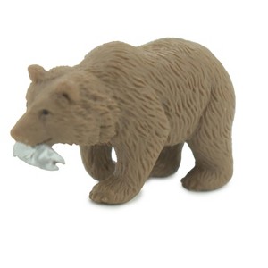 Collectible Wildlife Gifts | Grizzly Bear, Brown Bear with Fish, Hard Rubber, Hand Painted, Realistic,  Figure, Model,  Toy, Gift,  2" F3539 B138 - 1 of 4