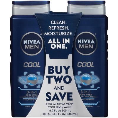 NIVEA Men Cool 3-in-1 Body Wash - 2pk - 16.9oz