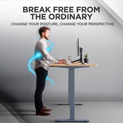 Gray Adjustable Height Standing Desk with Keyboard Tray