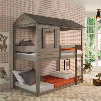 77"Bunk Bed Darlene Loft and Bunk Bed Rustic Gray - Acme Furniture