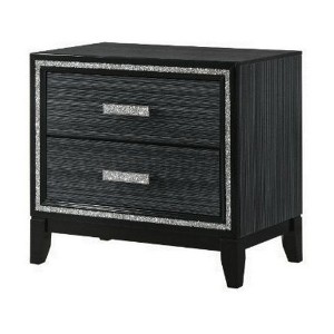 Royal Hampton Nightstand with 2 Drawers and Shimmery Details, Black - 1 of 4