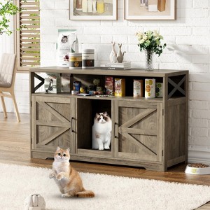 Cat Litter Box Enclosure for 2 Cats, 47" Double Hidden Cat Washroom with Scratch Pad - 1 of 4