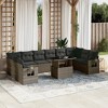 vidaXL Patio Sofa Set with Cushions Outdoor Furniture 11 Piece Poly Rattan - Gray - 2 of 4