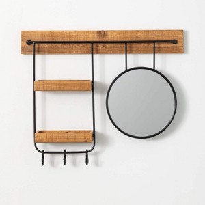 Sullivans Hanging Mirrored Modular Shelf 22"H Black - 1 of 4