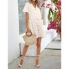 Womens Maternity Dress Swiss Dot V Neck Short Sleeve Button Down Summer Casual Baby Shower Mini Dresses - 4 of 4