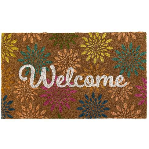 Birdrock Home Welcome Coir Doormat with Scroll Border - 18 x 30