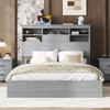 NicBex Queen Vintage Wood Platform Bed Frame with Storage Headboard and Charging Station,No Box Spring Needed,White/Walnut/Gray - 2 of 4