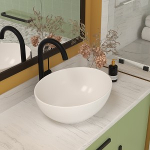 SEVOBAL Bathroom Sinks Oval Vessel Ceramic Basin Modern Above Counter Design for Home and Office Use, White, 19.29"*16.14"*9.45" - 1 of 4