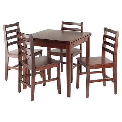 5pc Pulman Dining Set with Ladder Back Chairs Wood/Walnut- Winsome