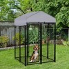 SKYONE 4'x4' Outdoor Dog Kennel with 16 sq.ft Activity Area, Heavy Duty Steel Playpen Enclosure, - 2 of 4