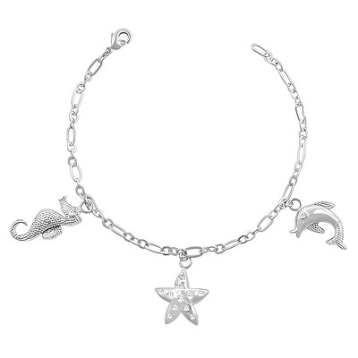 Vintage sterling silver beach cheapest themed link charm bracelet