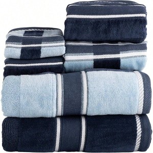 6 Piece Bathroom Towels Set - 525 GSM 100 Cotton - Navy Bath Towels: (L) 54” X (W) 27” - 1 of 4