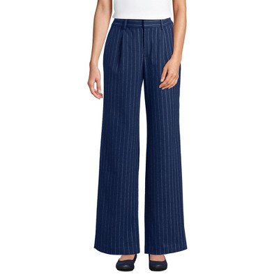 Lands' End Women's Brushed Flannel High Rise Pleated Wide Leg Pants