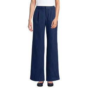 Lands' End Women's Brushed Flannel High Rise Pleated Wide Leg Pants - 1 of 4